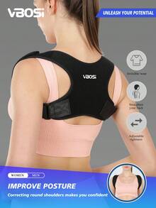 VBOSI Small Size Unisex Upper Back Support Strap - Adjustable Sports Shoulder Support Brace And Posture Corrector - Multicolor - View 2