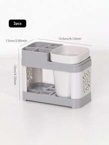 Toothbrush Holder With Gargle Cups Set, Creative Couple Home Bathroom Toothbrush Rack Cup Holder Home Bathroom Decor Fall Decor Back To School - Grey - View 12