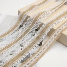 Vintage Lace Ribbon, 2 M/Pc, Lace Decorative Craft Edging, Used For Clothing, Gift Wrapping, DIY Handicrafts, Shoes And Hats Decoration, Wedding Dress Decoration Lace & Coarse Burlap Napkin Rings For Diy Wedding, Christmas, Thanksgiving, Birthday, Party Decorations (Classic Style),Christmas