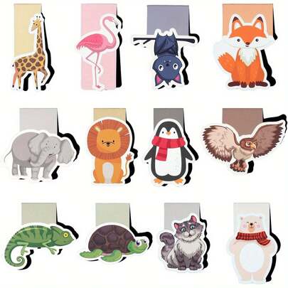 6/12 Piece Animal Magnetic Bookmark Cute Animals Magnet Bookmark Best Gifts For Student Teacher Book Lovers, Gifts For Family Friends Colleagues