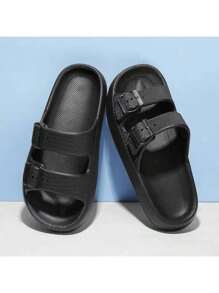 Zapatos de hombre con hebilla ajustable, sandalias con plataforma antideslizante y suela gruesa, zapatos cómodos para la playa con suela blanda para el verano