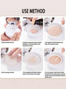 Caja de cojín de aire, 1 pieza mini caja de cojín de aire de fundación líquida con lazo de cristal rosa, con borla esponjosa y espejo de maquillaje, botella de reemplazo de BB cream y loción, botella auxiliar portátil para viajes adecuada para 6g