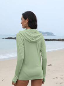 Damen UPF 50+ UV-Schutz Kapuzen Langarmshirt mit Daumenöffnungen, leichte Funktionskleidung für Outdoor-Sport wie Laufen, Workout, Wandern, Angeln