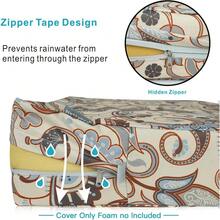 Local Delivery- Outdoor Cushion Slipcovers Waterproof 4 Pack Patio Chair Seat Cushion Covers With Zipper And Tie, 22 X 20 X 4 Inch, Replacement Cover Only - Vintage - View 10
