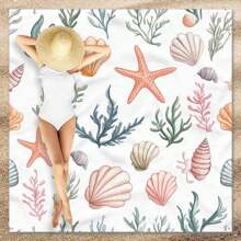 1pc Marine Element Printed Beach Mat, Waterproof And Anti Sand Oversized Beach Mat, Lightweight For Adults For Travel, Camping, And Picnics