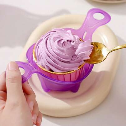 3pcs Muffin Cup With Handle, Cake Mold, Mousse Tart Baking Tools, Cake Cup