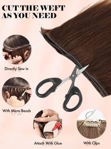 Genius Weft Human Hair Extension One Piece Hand Weft Sew In Invisible Hair Extensions Salon Quality 50G Remy Virgin Human Hair Add Hair Volume - S4 - View 8