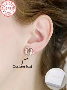 925 Silver Custom Personalized Name Earrings - Elegant, Stylish And Simple, Suitable For Birthday, Graduation And Holiday, Valentine's Day, Mother's Day, Christmas, Thanksgiving, Wedding Anniversary Gifts! - Yellow Gold - View 1