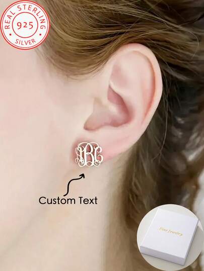 925 Silver Custom Personalized Name Earrings - Elegant, Stylish And Simple, Suitable For Birthday, Graduation And Holiday, Valentine's Day, Mother's Day, Christmas, Thanksgiving, Wedding Anniversary Gifts!
