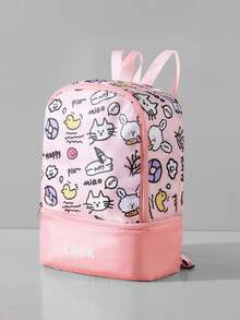 Mochila infantil à prova d'água com desenho animado, bolsa de natação com compartimento para molhado e seco, adequada para natação, surfe, parque aquático, piscina, praia ao ar livre