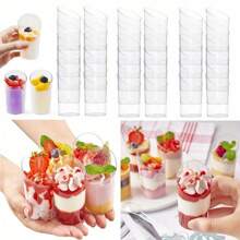 10/20/40/50 pièces Mini coupes à dessert avec cuillères, petites coupes en plastique transparent inclinées pour pudding, mousse, gelée, fête. Convient pour mini gâteaux glacés, décoration de desserts, anniversaire, mariage et autres événements