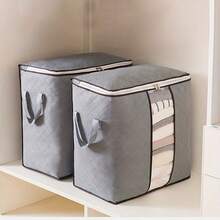 3 件套被子收纳袋，可折叠大容量无纺布收纳袋，适用于家居、衣柜、床下、杂物间整理和搬家