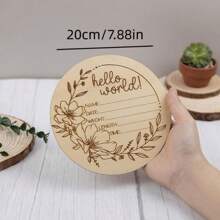 1 pièce Panneau de bienvenue en bois, design sculpté "Bonjour Le Monde", bois naturel, convient aux nouveaux parents et aux adolescents, cadeau pour les futures mères