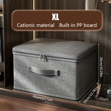 1pc Cationic Soft Cover Storage Box, Household Wardrobe Folding Storage Box For Clothes, Document And Certificate Organization Storage Box, Storage Box For Items - Dark Grey - View 9