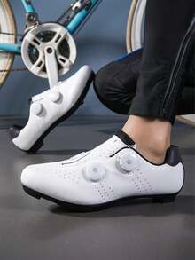 Scarpe da ciclismo sportive professionali per strade, antiscivolo e resistenti all'usura, con protezione alla caviglia, frequenza di vibrazione e resistenza aumentata, interni confortevoli, tomaia in materiale spaziale ad alta durata, design alla moda, adatte per il ciclismo all'aperto, scarpe da ciclismo SPD - Bianco - Visualizzare 5