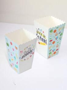 2 Peças Bandejas de Pipoca de Volta às Aulas com Elemento de Papelaria - Caixa de Doces Perfeita para Noites de Cinema, Aniversários, Casamentos e Comemorações Feriados - Recipientes de Lanche de Papel Durável para Doces, Lanches (Estilos Variados) Suprimentos Escolares Volta às Aulas Itens Essenciais Escolares Coisas de Escola