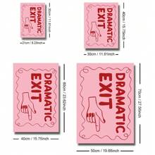 1 件带框/无框粉色红色戏剧出口字体趣味墙面艺术海报帆布印刷简约学院风入口装饰画适用于公寓、客厅、卧室、现代家居装饰