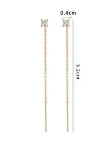 Nooxian 1 Cặp Bông tai tua rua hình cỏ bốn lá Cubic Zirconia thời trang - vàng vàng - Xem 11