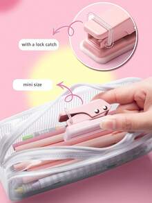 1 件迷你单孔打孔器，6 毫米圆孔，小型微型打孔器，带防滑可拆卸底座和锁，适用于日记本、工艺品、剪贴簿、纸卡、返校、学校用品