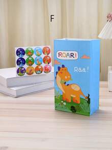 1套/4个，卡通恐龙礼品袋，可爱牛皮纸糖果袋，节日礼品袋