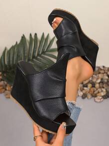 Women's New Solid Color Sexy Wedge Heel Platform Sandals