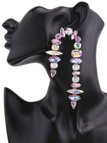 sehuoran 情人节礼物吊坠耳环闪亮流苏设计镶嵌水钻搭配日常服装派对配饰奢华珠宝 - Style 1 - 查看 11