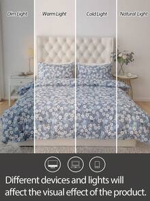 2/3 件套羽绒被套（1 * 羽绒被套 + 1/2 * 枕套，不含芯），花卉印花床上用品套件，柔软舒适的羽绒被套，适用于卧室、客房