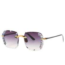 1 pièce Lunettes de mode avec protection UV embellies de strass carrés, look de luxe chic européen et américain