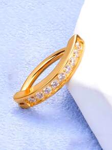 1 pieza de material de cobre con incrustación de zirconio amarillo dorado, aro de ombligo inverso de 14G con barra curva para ombligo, joya para el Body de las mujeres, con una superficie muy suave y cómoda de usar, apropiada para usar en joyas en bodas