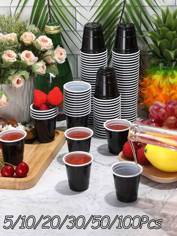 50 قطعة / مجموعة كؤوس بلاستيكية سوداء صلبة سعة 60مل - مناسبة لحفلات عيد الميلاد ، الشواء والنزهات ، حفلات الزفاف في الهواء الطلق ، مهرجانات الموسيقى ، التخييم ، أطباق المياه للحيوانات الأليفة ، الحرف اليدوية ، ديكور المنزل ، التجمعات العطلات ، والفعاليات الشركية. قابلة لإعادة الاستخدام والغسيل.