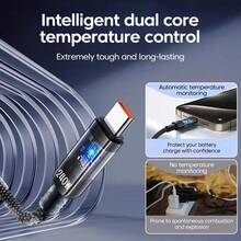 NNBILI Super Fast Charging 240W QC 3.0 USB To Type C Cable Compatible With Samsung Compatible With Xiaomi Compatible With Huawei Compatible With OPPO LED Phone Charger Data Cord Phone Accessorie(Note: This Product Only Supports Charging With The Original Charger To Achieve 240W Power.)