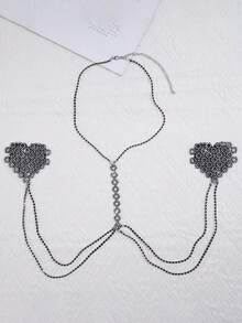 1 Miếng dán núm vú giả đính đá trang trí gợi cảm cho nữ, dây xích toàn thân bằng silicon tự dính, có thể tái sử dụng, Rave - Nhiều màu - Xem 4