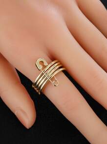 1 pièce Bague avec design de broche minimaliste et finition lisse pour femme, convient pour la décoration quotidienne et les cadeaux