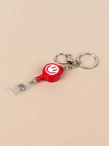 可伸缩笑脸钥匙扣双环商务钥匙扣可延长至 40 厘米，适用于卡片、身份证门禁卡、护士徽章等。背包装饰钥匙扣，适用于包包、汽车配件，适合女士