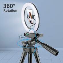 10-Inch Ring Light With Extendable Tripod Stand, LED Circle Lights With Phone Holder For Live Stream/Makeup/Video, Compatible With All Phones - Black and White - View 7