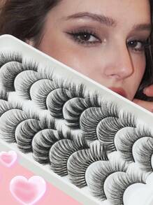 10 对自然 C 型假睫毛，蓬松柔软，戏剧性，纤长纤细，稀疏凌乱，多层睫毛，短而浓密的假睫毛，散装假睫毛，彩妆产品，手工上睫毛，翼状眼尾延长，自然逼真的睫毛，全条睫毛，持久浓密的睫毛，流行彩妆美容工具
