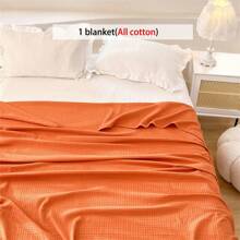 1 pătură moale și confortabilă din tifon tip vafă - prietenoasă cu pielea, culoare uni, potrivită pentru pat, canapea, pernă - perfectă pentru relaxare și îmbrățișări