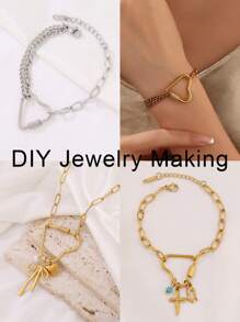 2 piezas Cierre de gancho en forma de corazón con cerradura de tornillo de acero inoxidable, color dorado, ganchos en espiral para hacer accesorios de joyería, collares y pulseras DIY