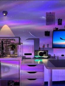 1pc LED Aurora Borealis Projection Nightlight With Multi-Color Patterns And Remote Control, Galaxy Starry Sky Projector, Bedroom Night Light Projector, Wave Projector, Starry Projector, Home Theater, Camping, Wedding Decor, Romantic Lamp - Multi-color light - View 3