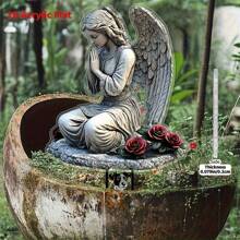 2D Flat Praying Angel Garden Stake - Durable Acrylic Outdoor Decor, Religious Theme, Waterproof Acrylic Suitable For Outdoor Spaces, Flower Beds And Thanksgiving Decoration, 2D Flat