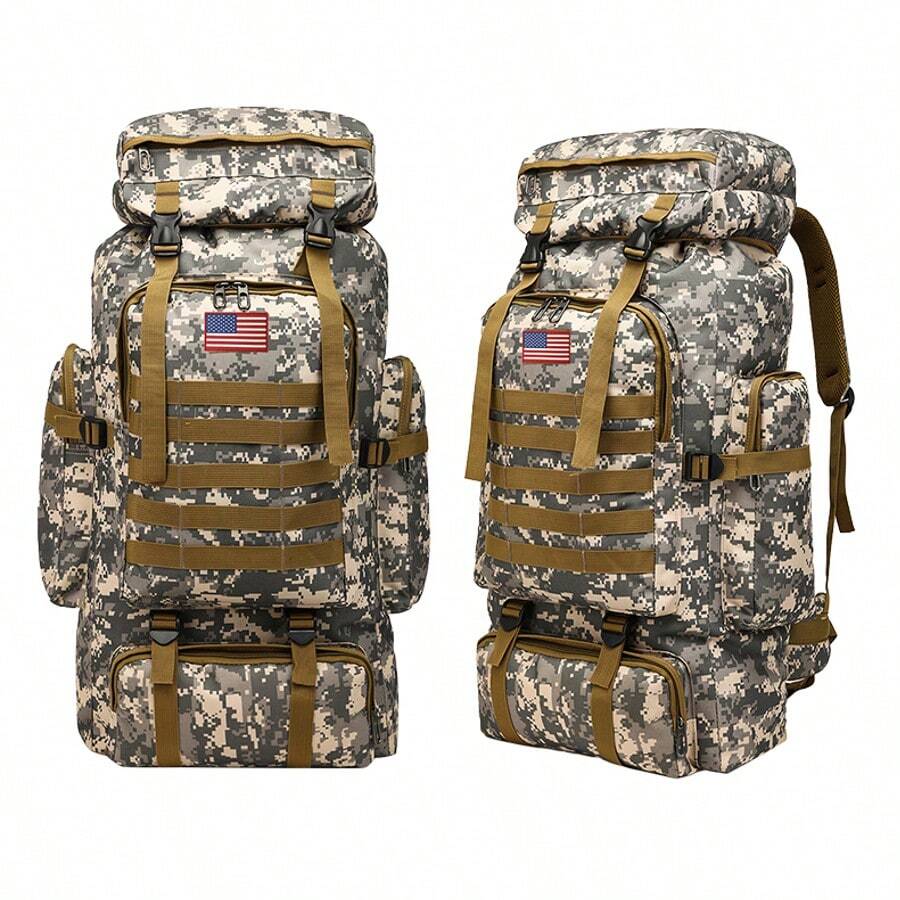 JUMAHE 2-PACK Tactical Backpacks: Large Capacity Water Resistant Hiking Bag With Adjustable Straps, Drawstring & Zipper Top, Camo Design For Outdoor Sports & Travel