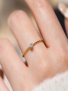 1PC Sparkling Premium Sense, Small Luxury, Mini Diamond Gold Ring, Diamond Ring, Women's Sky Star Ring, Temperament Jewelry