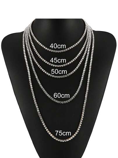 1 st 4 mm tennishalsband i rostfritt stål, herrhalsband med kristallzirkonia, försilvrat halsband, present till lärare