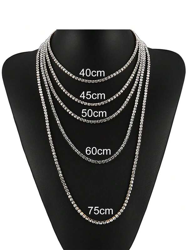 1 pieza Cadena de tenis de acero inoxidable de 4mm, Collar de hip hop para hombres con circonita cristalina, collar enchapado en plata, regalo para maestros