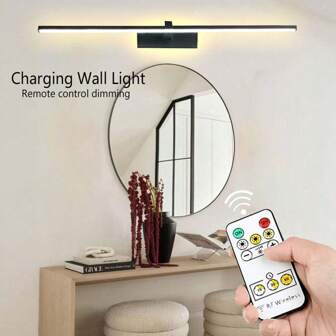 2 paquetes de 4000mAh Luces de pared recargables por USB con batería, de color negro, para decoración del hogar, para sala de estar, pasillo y dormitorio