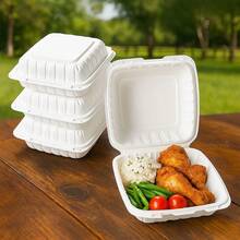 25/50pcs 1-Compartment Clamshell Food Containers, 9x9in Disposable Takeout Boxes With Hinged Lids, Freezer And Microwave , For Meal Prep, Pasta, Salad, Sandwich - 9x9 Inch 1-Compartment - 查看 8