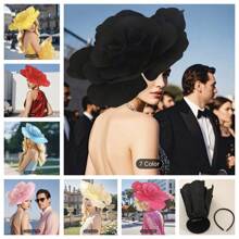 French Style Women's Fascinator Hat Headpiece With Floral Decor, For Royal Ascot Party Accessories Back To School