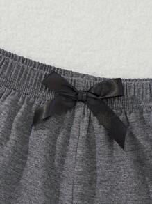 Gray Solid Color Minimalist Shorts Lounge Shorts For Women, Summer Lightweight Sleep Shorts