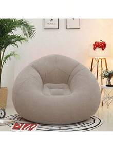 1PC Inflatable Flocking Sofa,Single Slouchy Sofa Portable Easy Storage,Outdoor Leisure Thickened Sofa Lounge Chair Study Chair, Bean Bag Chair - Khaki - View 12