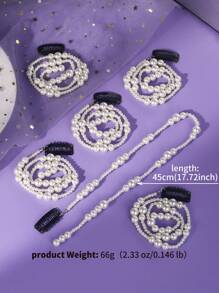 1pc/6pcs Faux Pearl Hair Clip Braiding Clips Long Hair Extension Chain DIY Accessories Fashion Hair Band Masquerade Accessories For Women, Head Chain, Head Pieces Jewelry